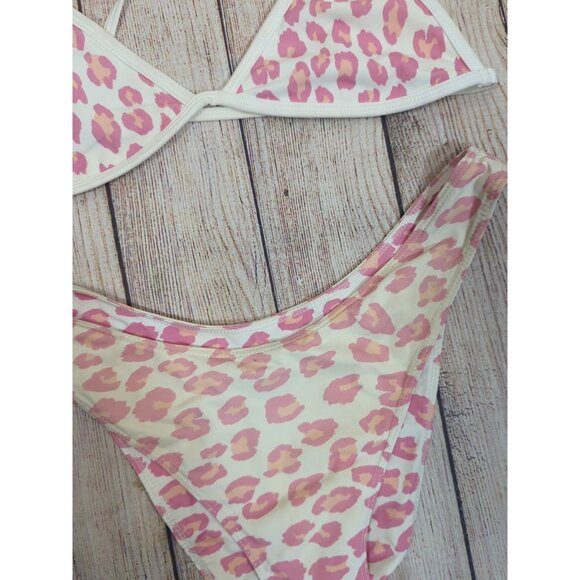 BAMBA SWIMWEAR Women's Pink Cheetah Bikini Two Piece Size Medium READ - Picture 4 of 8